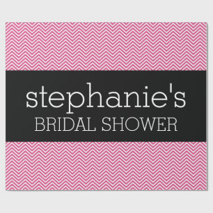 Hot Pink and Black Bridal Shower Chevrons Wrapping Paper