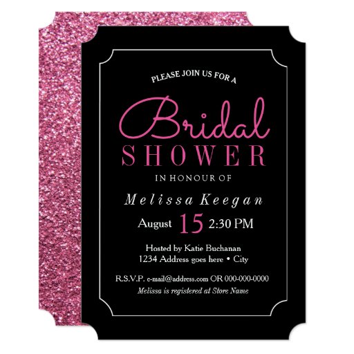 Hot Pink And Black Bridal Shower Invitations 8