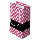 Hot Pink and Black Bridal Shower Preppy Pattern Small Gift Bag (Back Angled)