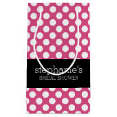 Hot Pink and Black Bridal Shower Preppy Pattern Small Gift Bag (Front)