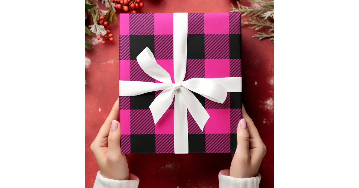Blush & Mauve Gingham Christmas Wrapping Paper- Buffalo Plaid