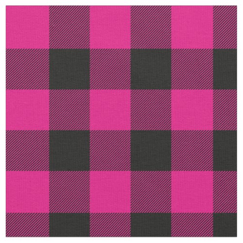 Hot Pink and Black Buffalo Plaid Fabric