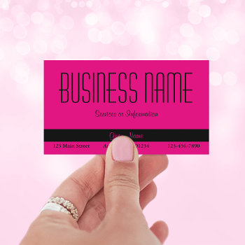 Hot Pink And Black Business Card by annaleeblysse at Zazzle