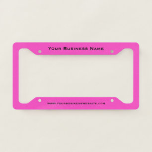 Hot Pink and Black Business Website Marketing License Plate Frame