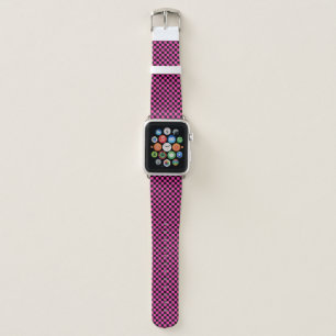 Hot Pink and Black Checkerboard Custom Pattern Apple Watch Band