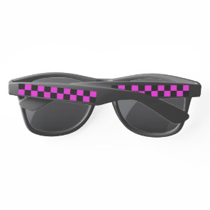 Hot Pink and Black Checkerboard Pattern Sunglasses