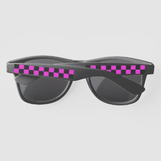 Hot Pink and Black Checkerboard Pattern Sunglasses