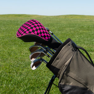 Hot Pink and Black Checkered Print  Golf Head Cover