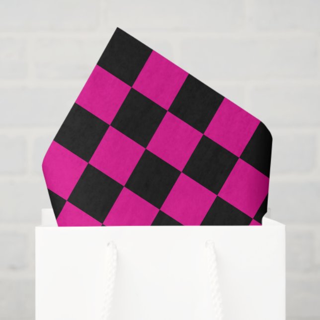 Hot Pink and Black  Checkered Print  Tissue Paper (Gift Bag)