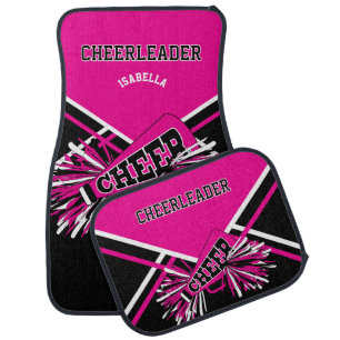 Hot Pink and Black Cheerleader Design Car Floor Mat