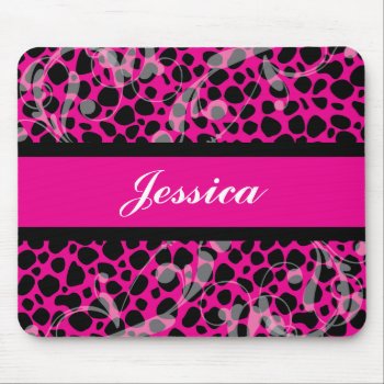 Hot Pink And Black Cheetah Pattern Mouse Pad by kidsonly at Zazzle
