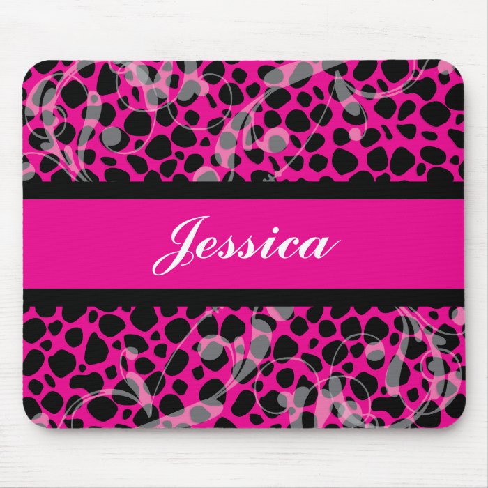 Hot Pink and Black Cheetah pattern Mousepads