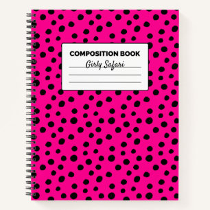 Hot Pink and Black Cheetah Spots Composition Notebook