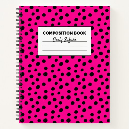 Hot Pink and Black Cheetah Spots Composition Notebook