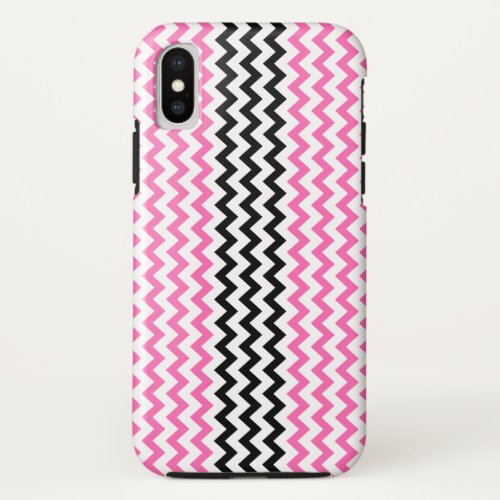Hot Pink and Black Chevron by Shirley Taylor iPhone X Case