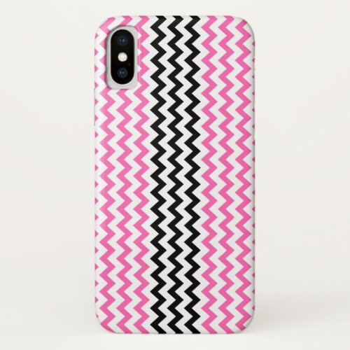 Hot Pink and Black Chevron by Shirley Taylor iPhone X Case