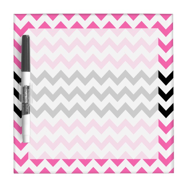 Hot Pink and Black Chevron by Shirley Taylor Dry Erase Board (Front)