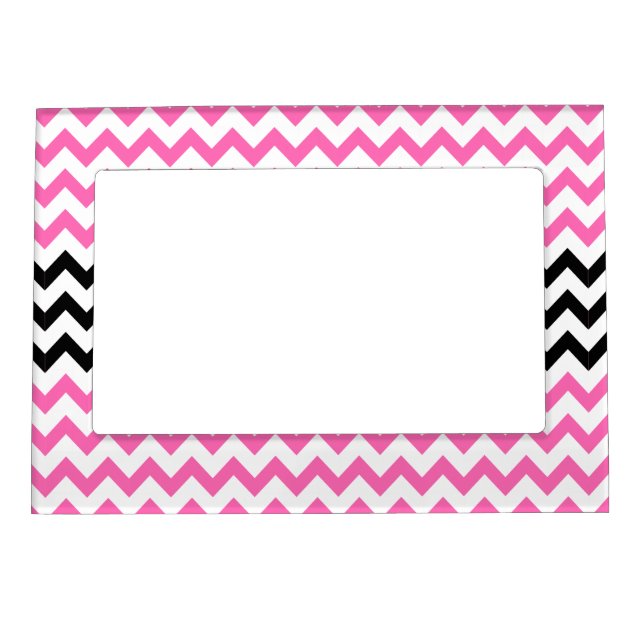 Hot Pink And Black Chevron by Shirley Taylor Magnetic Frame (Front)