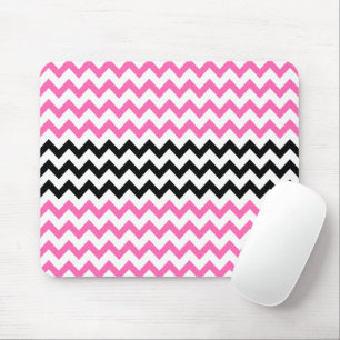 Hot Pink And Black Chevron by Shirley Taylor Mouse Pad