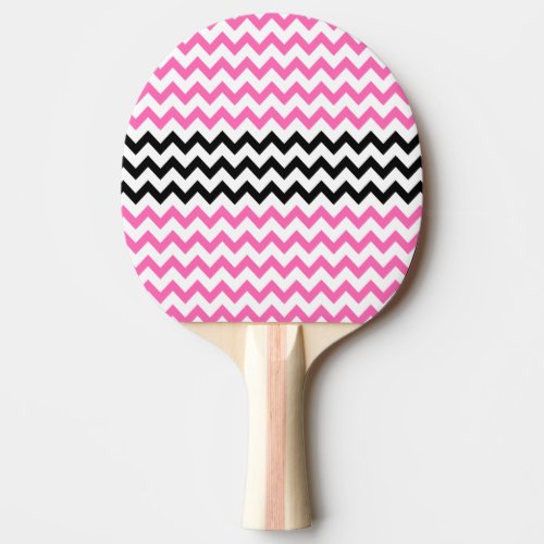 Hot Pink And Black Chevron by Shirley Taylor Ping_Pong Paddle