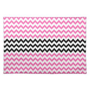 Hot Pink And Black Chevron by Shirley Taylor Placemat
