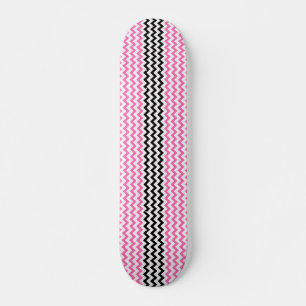 Hot Pink And Black Chevron by Shirley Taylor Skateboard Deck