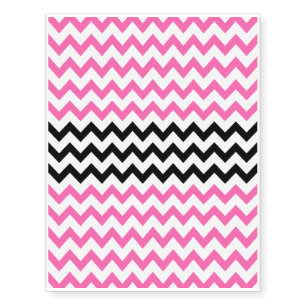 Hot Pink And Black Chevron by Shirley Taylor Temporary Tattoos