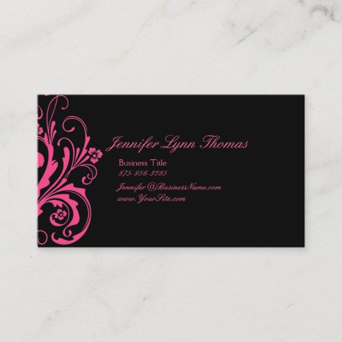 Hot Pink and Black Chic Flourish Business Card Templates