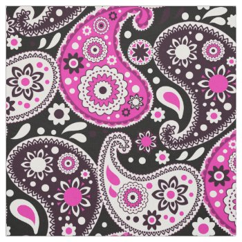 Hot Pink And Black Chic Modern Cowgirl Fabric by VillageDesign at Zazzle