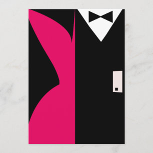 Hot Pink and Black Cocktail Dress Dinner Party Invitation