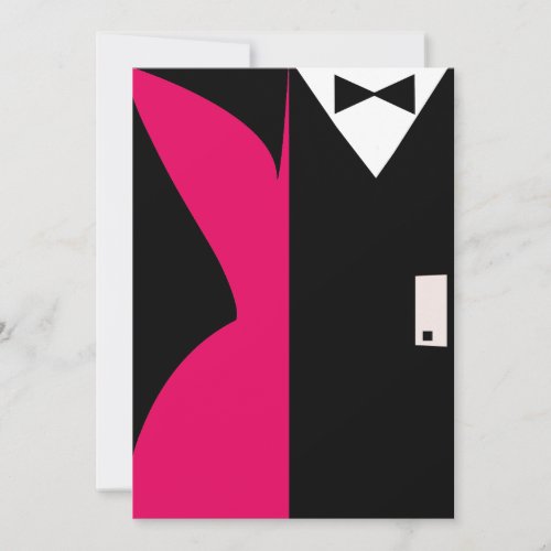 Hot Pink and Black Cocktail Dress Dinner Party Invitation