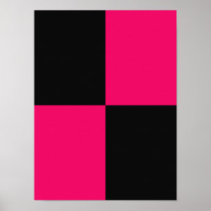 Hot Pink and Black Color Blocks Poster