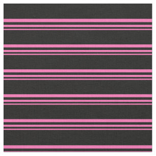 Hot Pink and Black Colored Striped/Lined Pattern Fabric