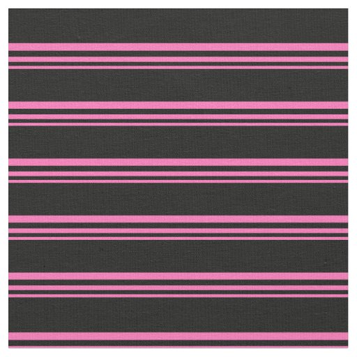 Hot Pink and Black Colored Striped/Lined Pattern Fabric