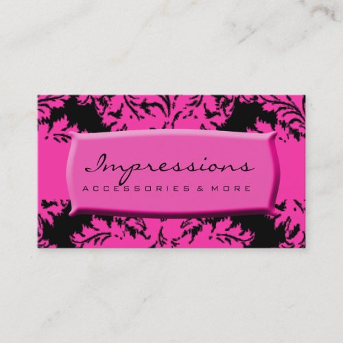 Hot Pink and Black Damask Business Card Templates
