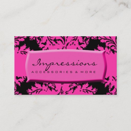 Customizable Hot Pink and Black Damask Business Card Templates