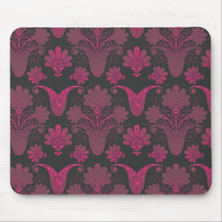 hot pink and black damask mouse pad