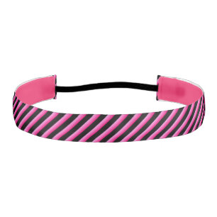 Hot Pink and Black Diagonal Striped Athletic Headband