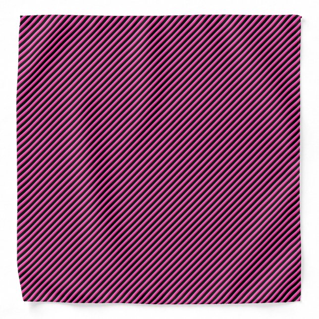 Hot Pink and Black Diagonal Striped Bandana (Front)