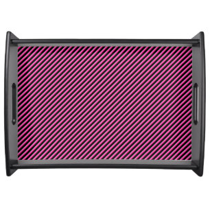Hot Pink and Black Diagonal Striped Serving Tray