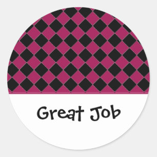Hot Pink and Black Diamond Motivational Classic Round Sticker