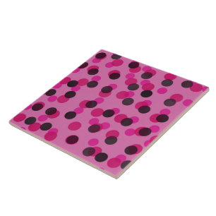 hot pink and black dots ceramic tile