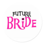 Hot Pink and Black Future Bride Classic Round Sticker
