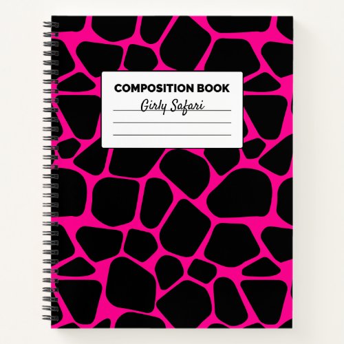 Hot Pink and Black Giraffe Composition Notebook