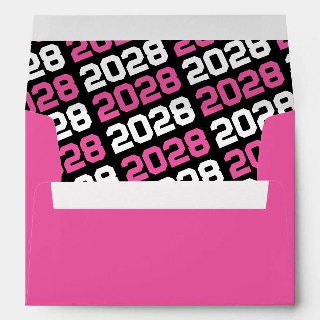 Hot Pink and Black Graduation Envelopes (Back (Bottom))
