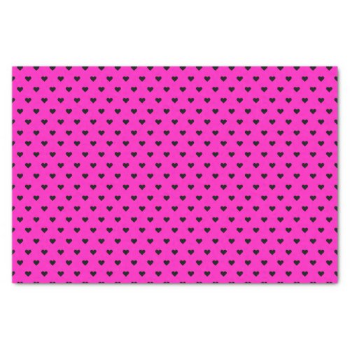 Hot Pink and Black Hearts  Custom Tissue Paper