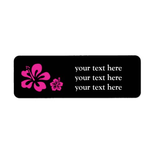 Hot Pink and Black Hibiscus Floral Address Labels