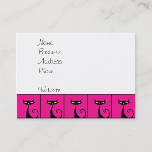 Customizable Hot Pink and Black Kitty Cats Collage Business Card