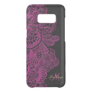 Hot Pink and Black Lace Monogram Uncommon Samsung Galaxy S8 Case