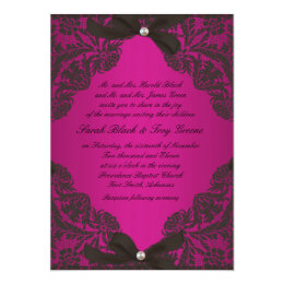 Hot Pink Wedding Invitations Announcements Zazzle Hot Pink And Black Lace Wedding Invitation